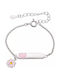 Oxzen Silber Kinderarmband plattiert mit Platin Identität Pink Daisy Ideal Gravur