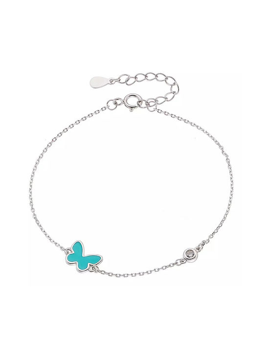 Oxzen Silver Plated Kids Bracelet Blue Butterfly