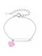 Oxzen Silber Kinderarmband mit Platinbeschichtung Identität Rosa Herz Ideal für Gravur