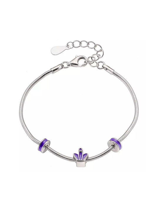 Oxzen Silver Plated Purple Crown Kids Bracelet