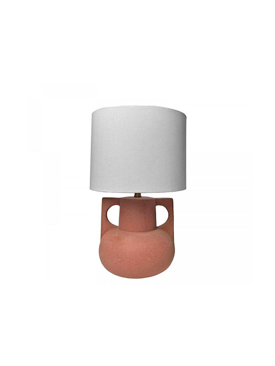Zaros Ceramic Table Lamp for Socket E14 with White Shade and Red Base