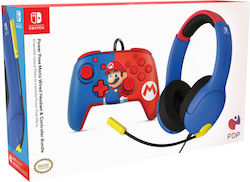 PDP Mario Power Pose Controller & Airlite Headset & Over Ear Mario Dash for Nintendo Switch