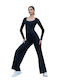 Damen Ärmellos Einteiler Anzug Black