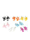 Metal Chain Earrings with Plastic Hanging Circles - Light Blue