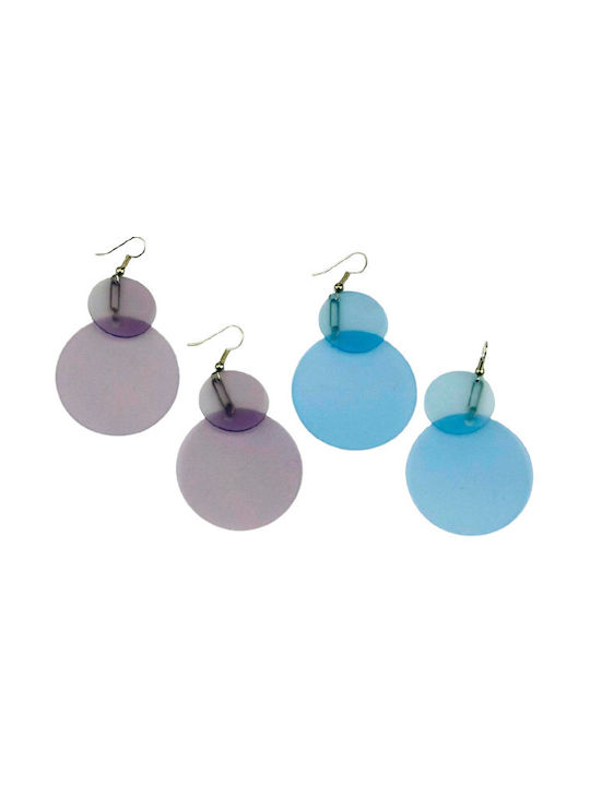 Plastic Circles Earrings 4 Colors-Purple