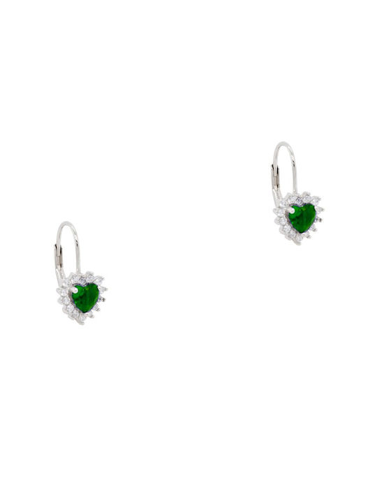 Silver Half-Hanging Heart Earrings 925 Zircon