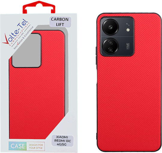 Volte-Tel Carbon Lift Задна корица Силикон Червен (Xiaomi Redmi 13C)