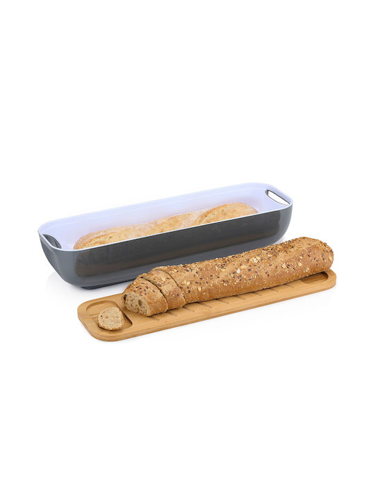 Alpina Plastic Bread Box with Lid Gray 40x12.2x8.5cm