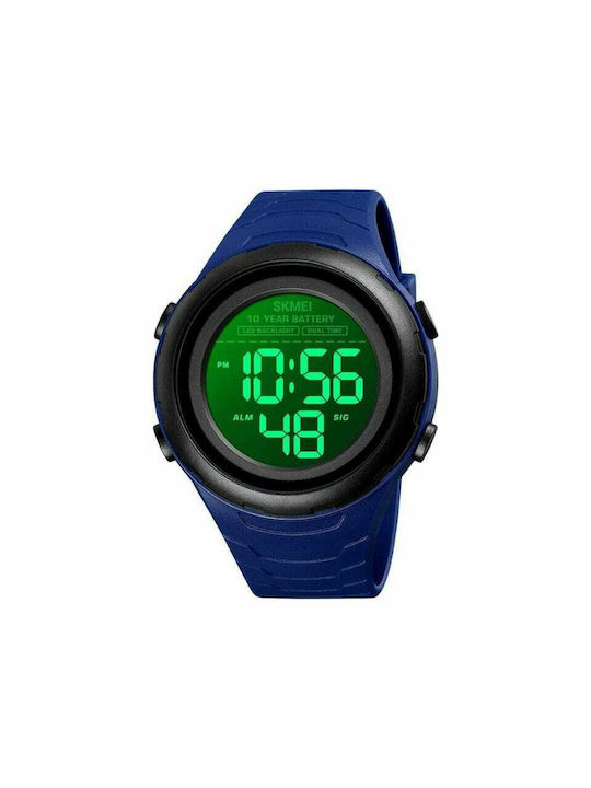 Skmei 1675 Digital Watch Battery with Blue Rubber Strap 016755_bl