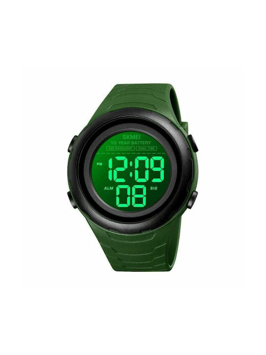 Skmei 1675 Digital Watch Battery with Green Rubber Strap 016755_g