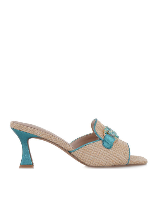 Mules mit Hoch Absatz in Beige Farbe