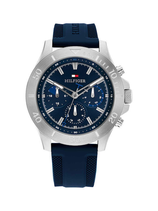 Tommy Hilfiger Sport Watch Chronograph Battery with Blue Rubber Strap