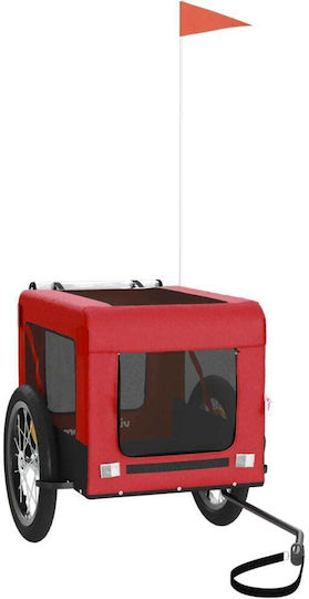 vidaXL Fahrradanhänger für Hunde bis 45kg Rot L123xB66xH63cm.