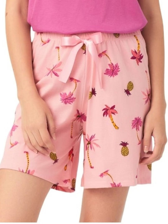 Minerva Women's Summer Pajama Shorts Dark pink