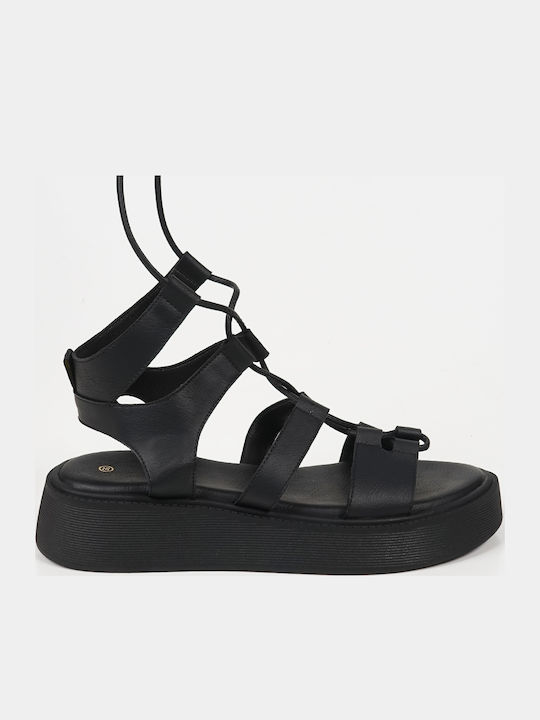 Sandale Casual Damă Flatforme Negre