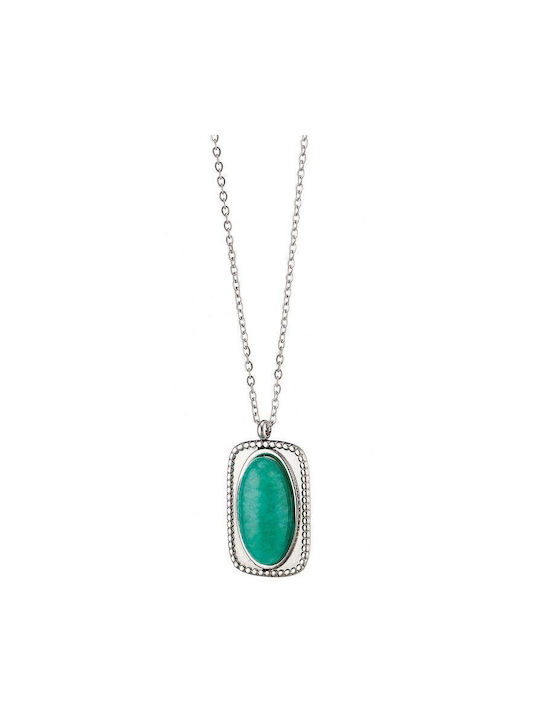 Steel Turquoise Necklace As12964