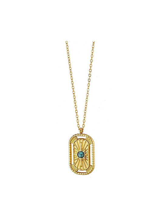 Stainless Steel Gold-Plated 24k Turquoise Necklace As12953