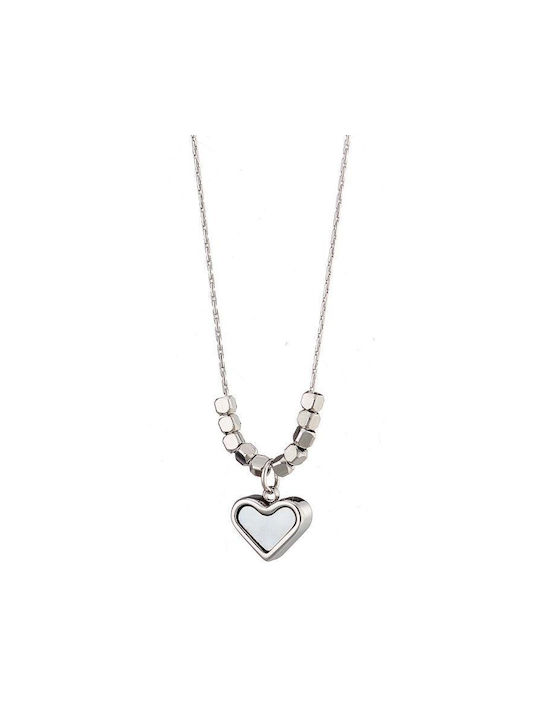 Steel Heart Filigree Necklace As12968