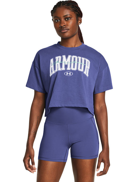 Under Armour Damen Sportlich Crop T-Shirt Purple