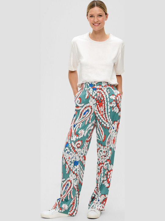 Women's Fabric Trousers Regular Fit Green