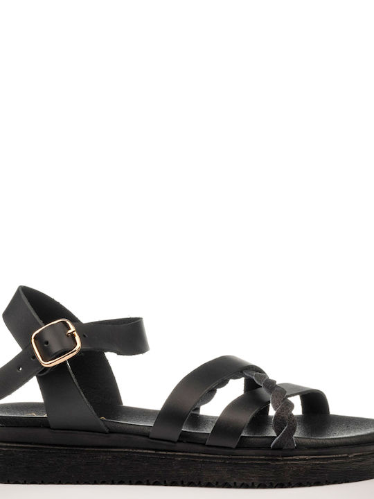 A.NI.MA Leather Women's Sandals Black