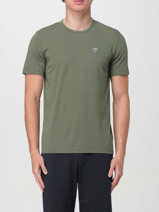 Emporio Armani T-shirt Bărbătesc cu Mânecă Scurtă Kaki