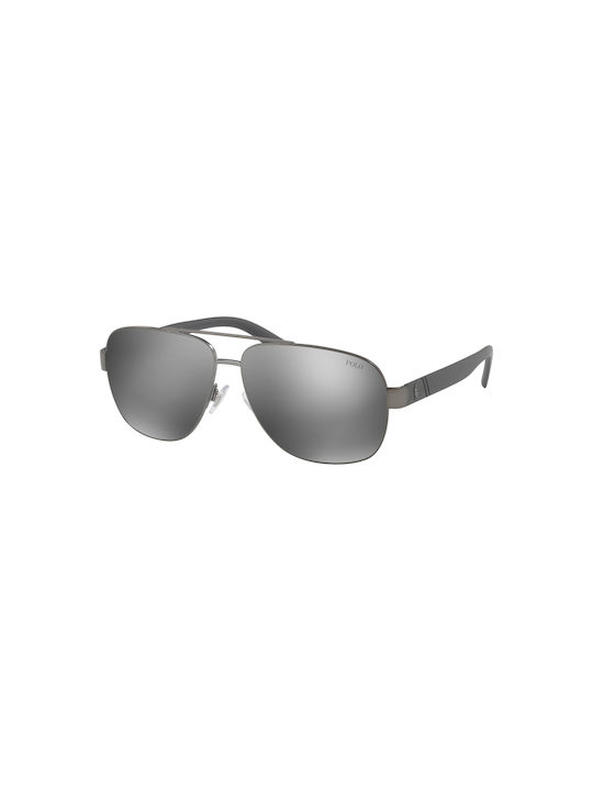 Ralph Lauren Men's Sunglasses with Black Metal Frame and Black Mirror Lens PO3110 91576G
