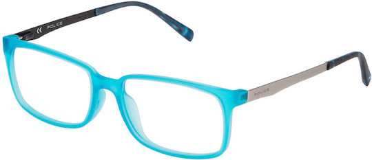 Police Men's Metal Prescription Eyeglass Frame Blue VPL259M 3GRG