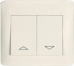 DIL External Wall Switch Rolling Shutters Two-Way with Frame White