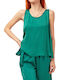 Moutaki Women's Summer Blouse Sleeveless Green