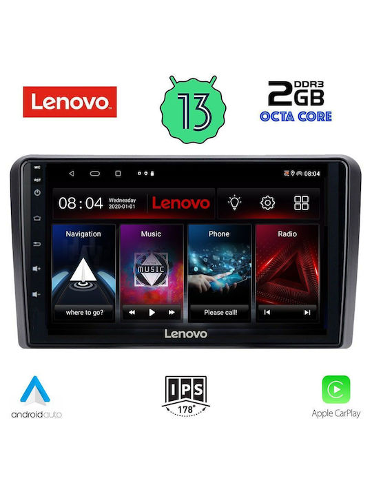 Lenovo Sistem Audio Auto 2DIN (Bluetooth/USB/AUX/WiFi/GPS/Apple-Carplay/Android-Auto) cu Ecran Tactil 10"