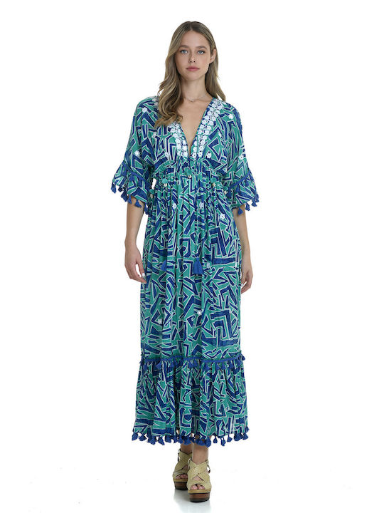 MiandMi Rochie cu Volane Green - Blue