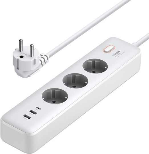 Ugreen Power Strip with Surge Protection 3 Positions with 2 USB-A, 1 USB-C, Switch and Cable 2m