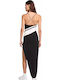 Sportswear Summer Maxi Knitted Dress with Tearing Black White