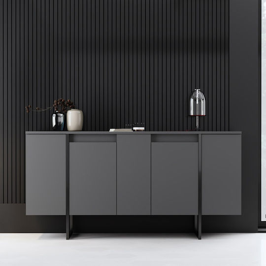 Μπουφές Luxe Ξύλινος Ανθρακί 160x35x80cm