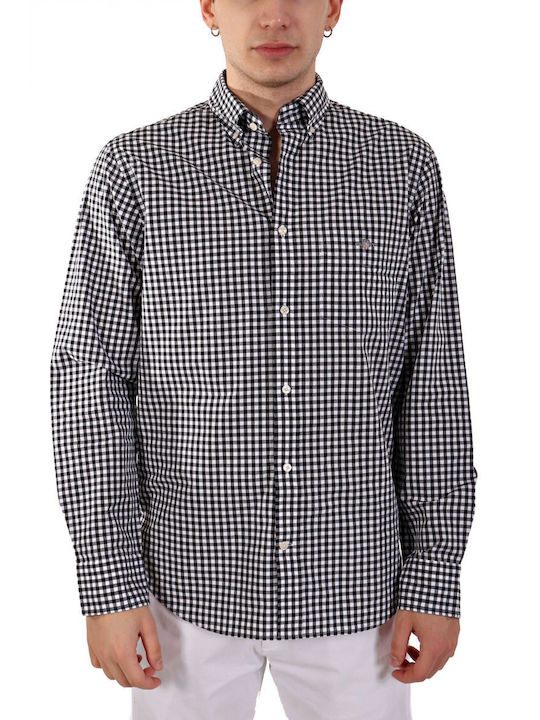 Gant Men's Shirt Long Sleeve Checked Black