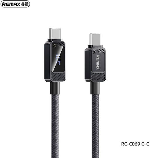 Remax Braided USB 2.0 Cable USB-C male - USB-C 100W PD Μαύρο 1.2m REMAX_RC-C069