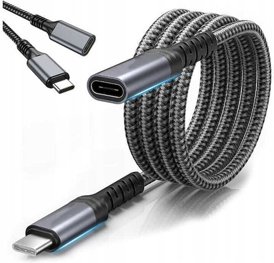 Zenwire Braided USB 3.0 Cable USB-C Male - USB-C Female 100W PD Black 2m