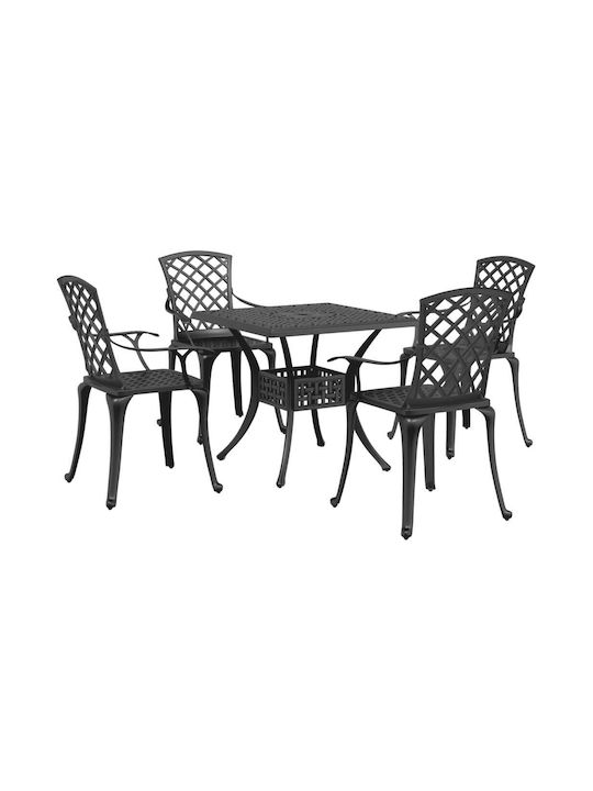 Set Outdoor Dining Black 5pcs