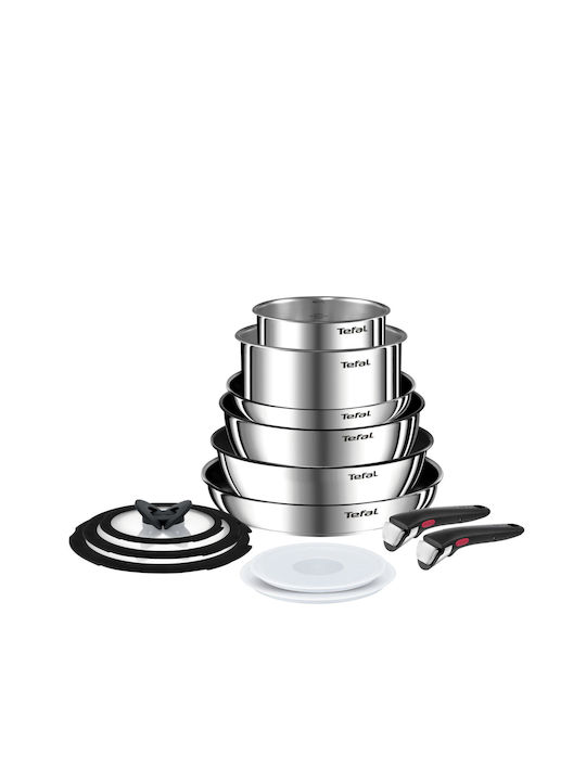 Tefal Ingenio Emotion Cookware Set of Stainless Steel with No Coating Silver 13pcs
