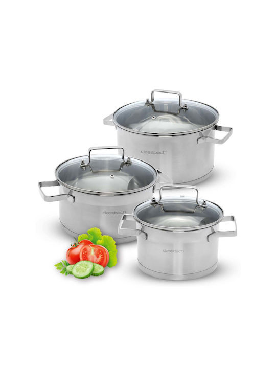 Pots Set of Stainless Steel with No Coating 6pcs