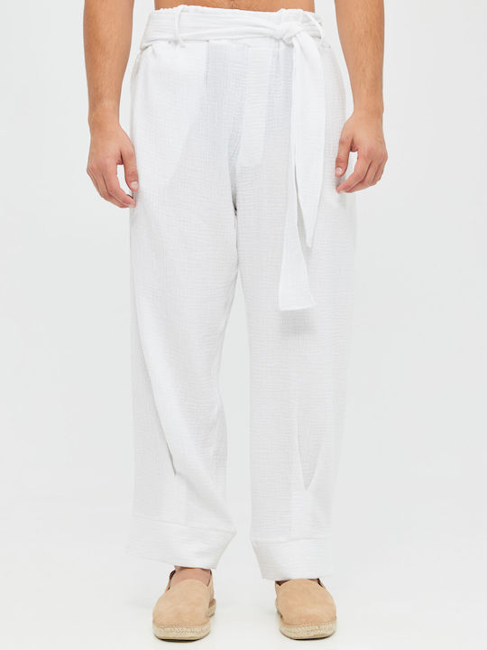 Aristoteli Bitsiani Men's Trousers in Relaxed Fit white