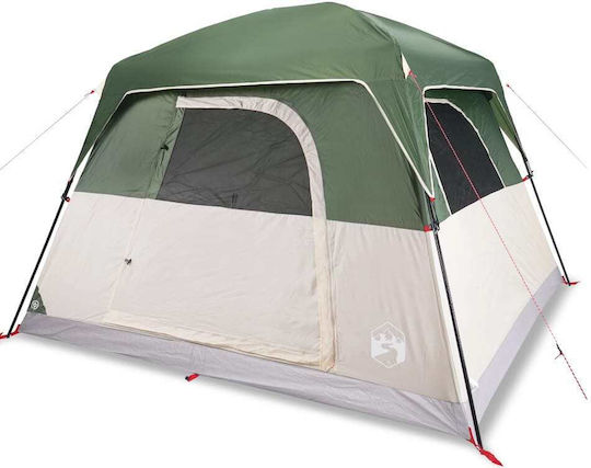vidaXL Camping Tent Cabin Green for 4 People 245x215x190cm