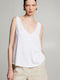 BSB Women's Blouse Sleeveless with V Neckline White