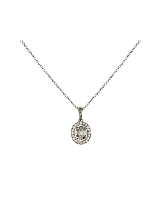 Halskette Rosette aus Weißgold 18k mit Diamant