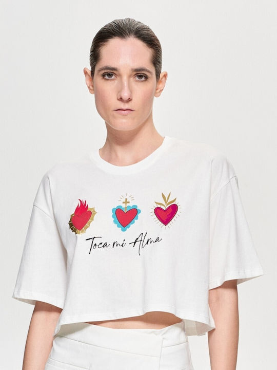 Lumina Femeie Crop Tricou White