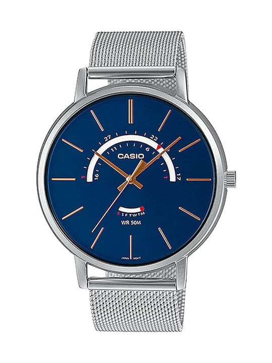 Casio Ceas Bărbați 41mm Baterie Cu Brățară Metalică Argintie