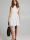 BSB Mini Σεμιζιέ Φόρεμα με Βολάν Λευκο