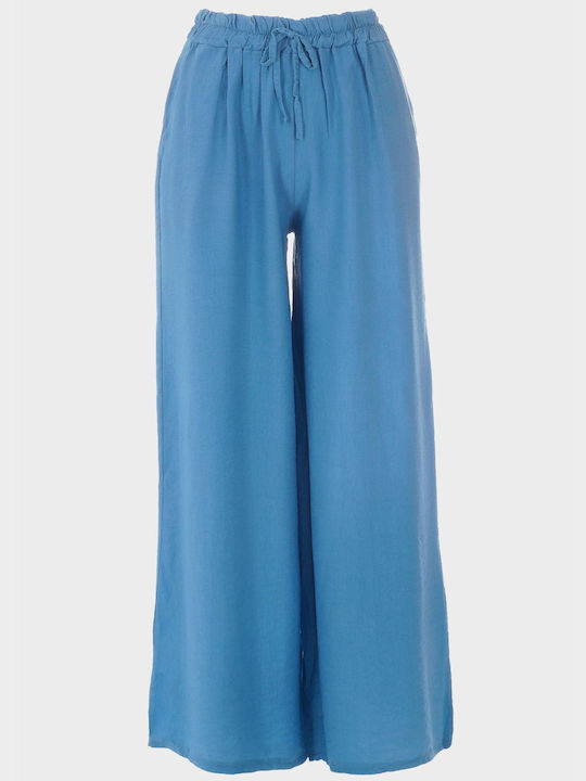 G Secret Damen Stoff Palazzo-Hose mit Gummizug Baby Blue