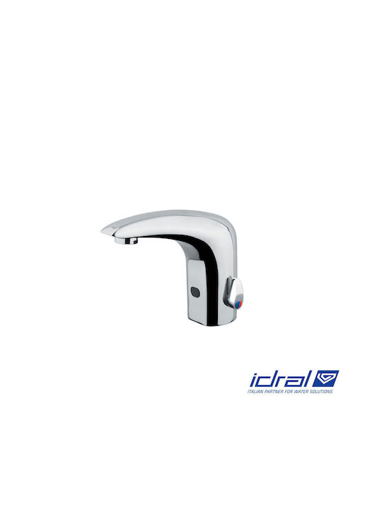 Idral Αναμεικτική Μπαταρία Νιπτήρα με Φωτοκύτταρο Ασημί